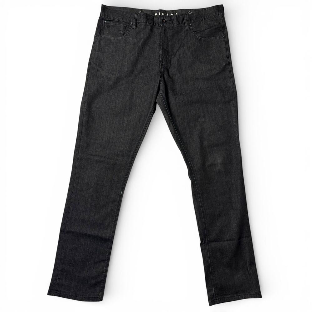 Vissla Cone Denim Jeans Mens Size 38x34 Graphite Gray Straight Leg NEW